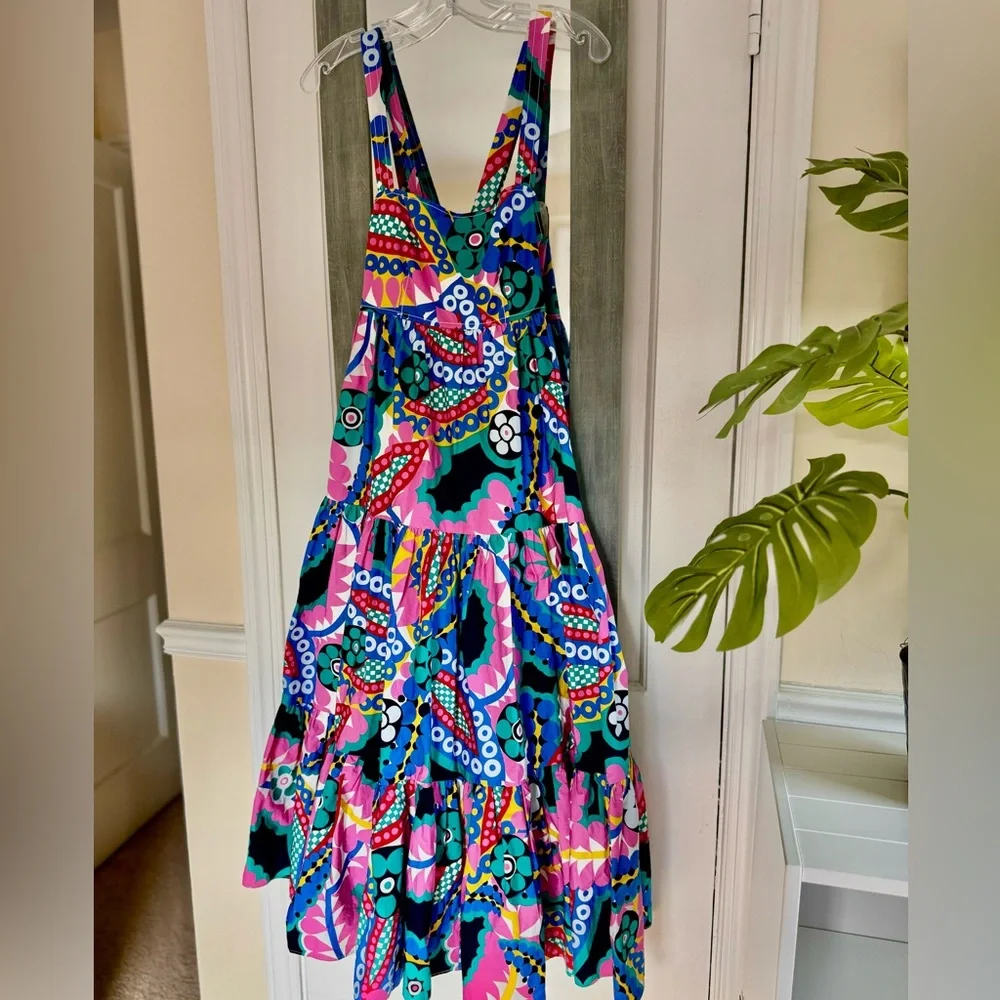 J Crew Ratti Kaleidoscope Floral Tiered Maxi Apron Dress - Picture 3 of 11